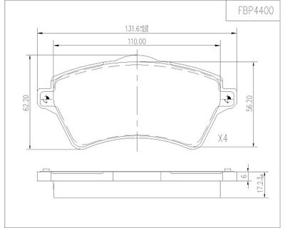 FI.BA FBP4400 Тормозные колодки и сигнализаторы  для LAND ROVER FREELANDER I Soft Top (L314) 2.0 DI 4x4