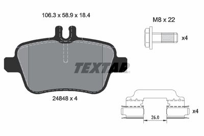 Комплект тормозных колодок, дисковый тормоз TEXTAR 2484805 для INFINITI QX30