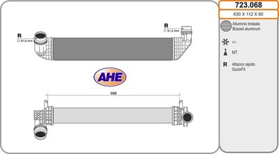 AHE 723.068 Интеркулер  для RENAULT GRAND SCENIC III (JZ0/1_) 1.6 dCi (JZ00, JZ12)