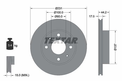 Тормозной диск TEXTAR 92179103 для SUZUKI CARRY