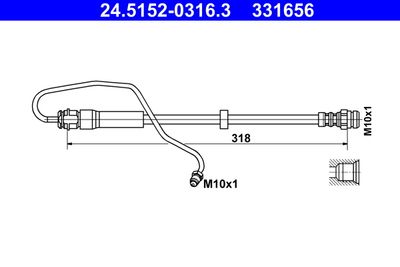 ATE 24.5152-0316.3 Тормозной шланг  для AUDI A5 (Ауди А5)
