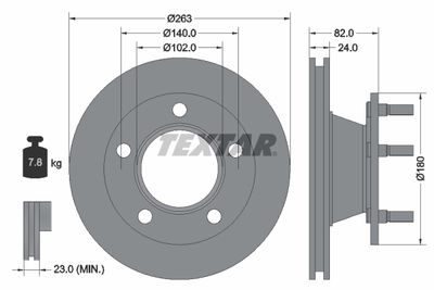 Тормозной диск TEXTAR 92087300 для MERCEDES-BENZ MB