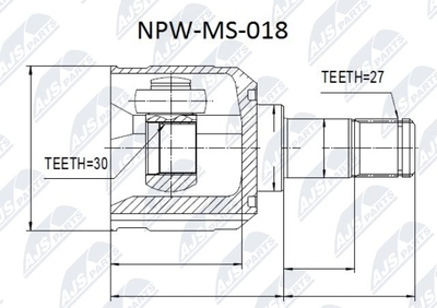 Шарнирный комплект, приводной вал NTY NPW-MS-018 для MITSUBISHI ECLIPSE