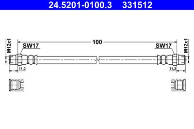 ATE 24.5201-0100.3 Тормозной шланг  для BMW 8 (Бмв 8)