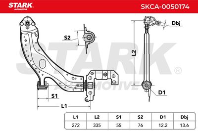 носач, окачване на колелата STARK SKCA-0050174