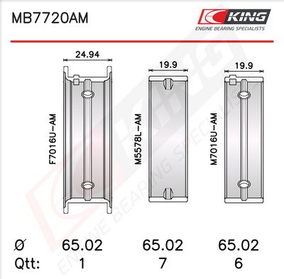 Комплект черупки на лагера на коляновия вал KING MB7720AM1.0