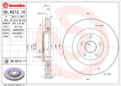 Bromsskiva BREMBO 09.N212.11