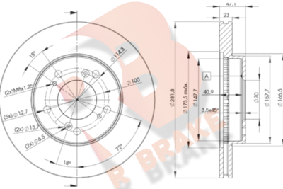 Тормозной диск R BRAKE 78RBD22586 для HONDA PRELUDE