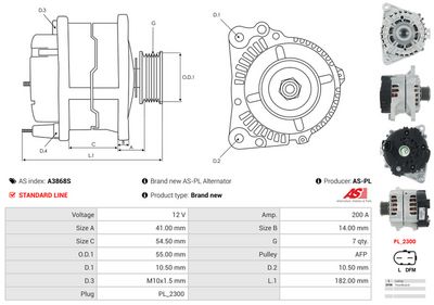 GENERATOR / ALTERNATOR AS-PL A3868S 4