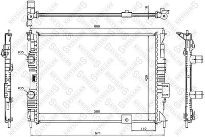 Радиатор, охлаждение двигателя STELLOX 10-26588-SX для NISSAN QASHQAI