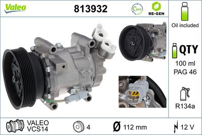 VALEO Compressor, airconditioning VALEO RE-GEN REMANUFACTURED (813932)