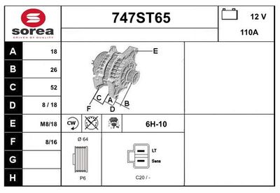 STARTCAR 747ST65 Генератор  для MITSUBISHI 3000 GT купе (Z1_A) 3.0