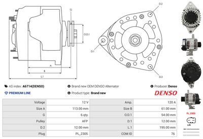 GENERATOR / ALTERNATOR AS-PL A6714DENSO 4