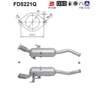 Filtr sadzy / filtr cząstek stałych, układ wydechowy AS FD5221Q
