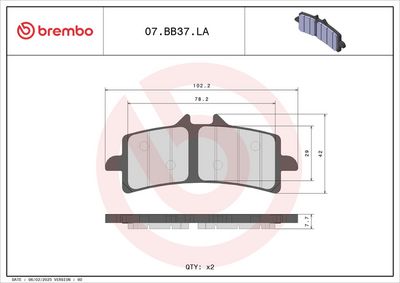 BREMSBELAGSATZ SCHEIBENBREMSE BREMBO 07BB37LA 1