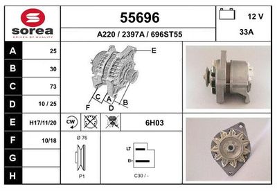 Генератор EAI 55696 для SEAT 127