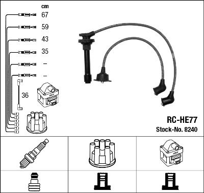 Комплект проводов зажигания NGK 8240 для HONDA PRELUDE