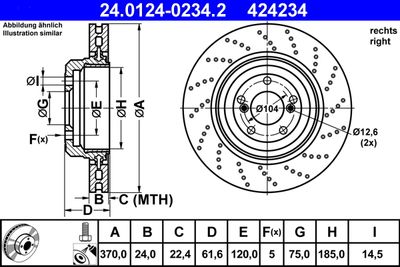 Тормозной диск ATE 24.0124-0234.2 для BMW 6