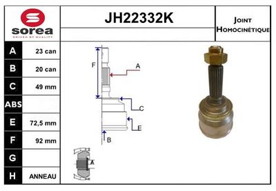 SNRA Homokineet reparatie set, aandrijfas (JH22332K)