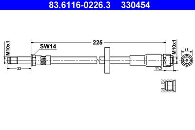 Тормозной шланг ATE 83.6116-0226.3 для PORSCHE 911
