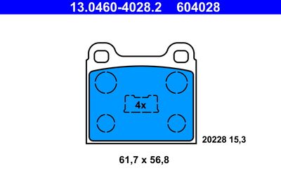 Комплект тормозных колодок, дисковый тормоз ATE 13.0460-4028.2 для VW SANTANA