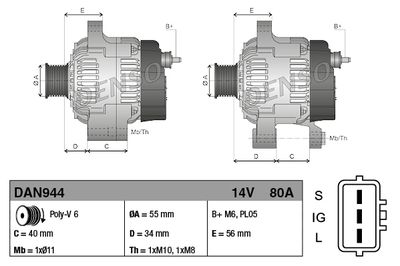 GENERATOR / ALTERNATOR DENSO DAN944 3