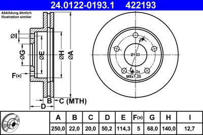 Тормозной диск ATE 24.0122-0193.1 для NISSAN SERENA