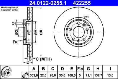 Тормозной диск ATE 24.0122-0255.1 для CITROËN C6