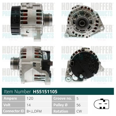 GENERATOR / ALTERNATOR HOFFER H55151105