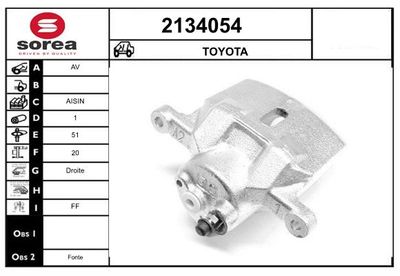 EAI 2134054 Тормозной суппорт  для TOYOTA ECHO (Тойота Ечо)