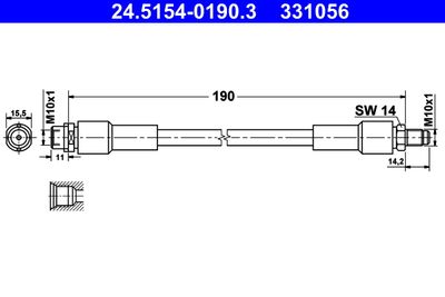 ATE 24.5154-0190.3 Тормозной шланг  для AUDI A8 (Ауди А8)
