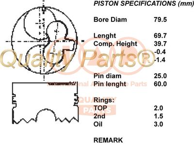 Поршень IAP QUALITY PARTS 100-09043 для OPEL CORSA