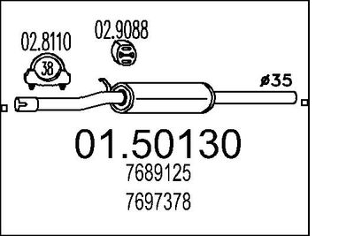 MTS 01.50130 Глушитель выхлопных газов  для FIAT CINQUECENTO (Фиат Кинqуекенто)