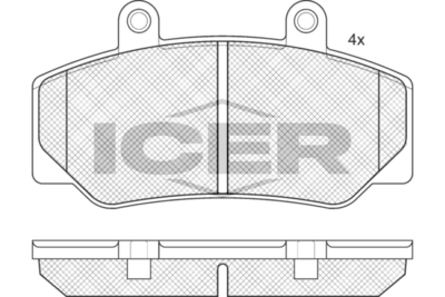 комплект спирачно феродо, дискови спирачки ICER 180837