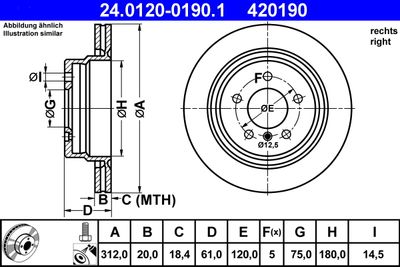 Тормозной диск ATE 24.0120-0190.1 для BMW Z3