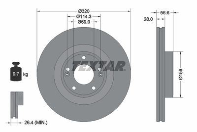 TEXTAR 92272803 Тормозные диски для HYUNDAI GENESIS