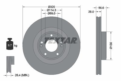 Тормозной диск TEXTAR 92272803 для HYUNDAI GENESIS