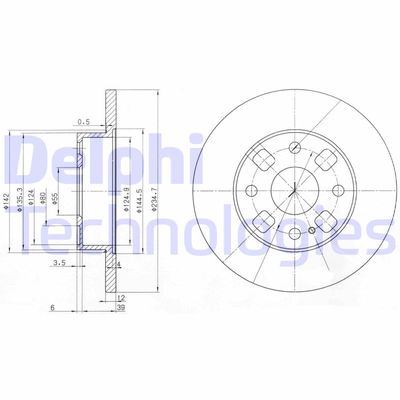 DELPHI BG2778 Тормозные диски  для MAZDA 121 II (DB) 1.3 i 16V