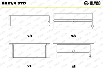 Vevaxellagerskål GLYCO H821/4 STD för MERCEDES-BENZ