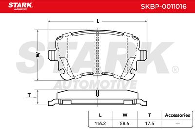 комплект спирачно феродо, дискови спирачки STARK SKBP-0011016