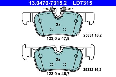 Комплект тормозных колодок, дисковый тормоз ATE 13.0470-7315.2 для BMW X2