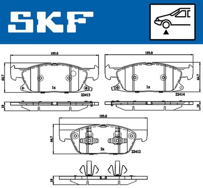 Комплект тормозных колодок, дисковый тормоз SKF VKBP 80433 A для FORD USA EDGE