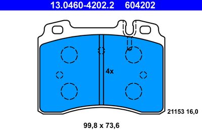 Комплект тормозных колодок, дисковый тормоз ATE 13.0460-4202.2 для MERCEDES-BENZ 124