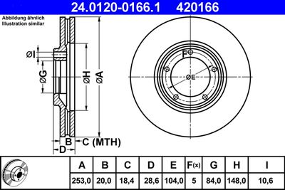 Тормозной диск ATE 24.0120-0166.1 для HYUNDAI H100