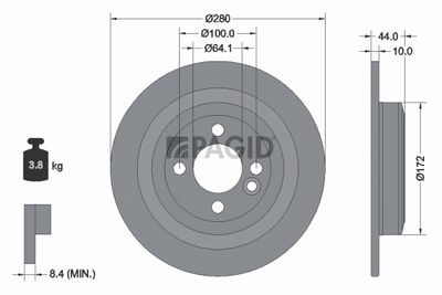 Tarcza hamulcowa PAGID 55340NC