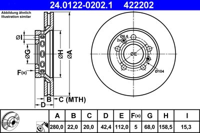 Тормозной диск ATE 24.0122-0202.1 для AUDI A8
