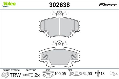 Комплект тормозных колодок, дисковый тормоз 302638