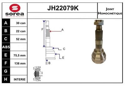 SNRA Homokineet reparatie set, aandrijfas (JH22079K)