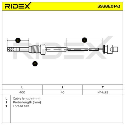 датчик, температура на изгорелите газове RIDEX 3938E0143