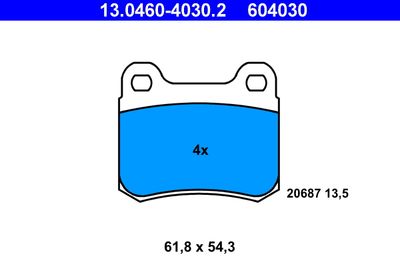 Комплект тормозных колодок, дисковый тормоз 13.0460-4030.2